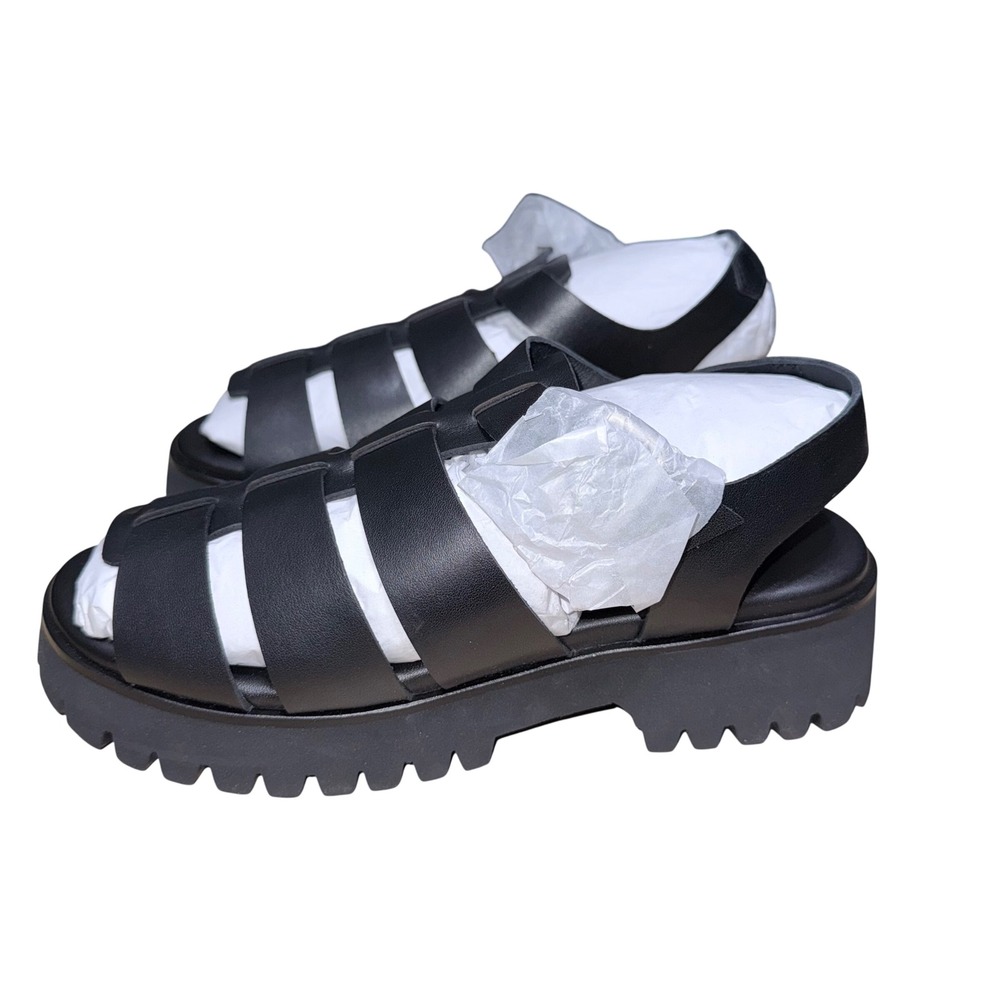 Quince Italian Leather Lug Sole Fisherman Sandal Black 8 LB84902-BELLE001-54926 - Picture 6 of 10